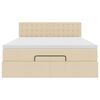 vidaXL Ottomane Bett mit Matratze & LEDs Creme 140x200 cm Stoff