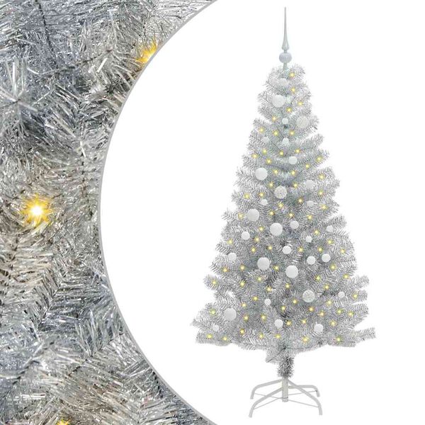 vidaXL Weihnachtsbaum mit 150 LEDs mit Ständer Silber 150 cm Haustier