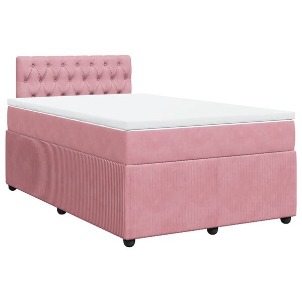 vidaXL Boxspringbett mit Matratze Rosa 120x200 cm Samt