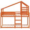 vidaXL Etagenbett mit Dach Wachsbraun 80x200 cm Massivholz Kiefer