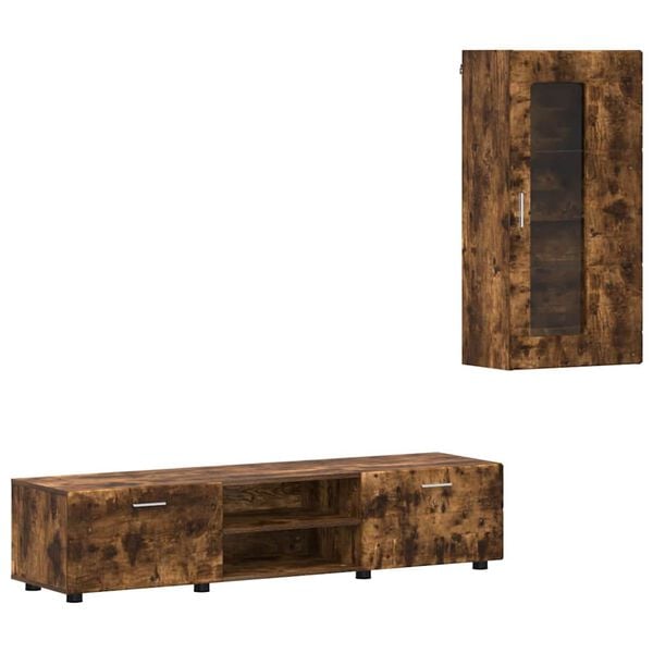 vidaXL TV-Schrankset mit Schubladen Ger&auml;ucherte Eiche Holzwerkstoff