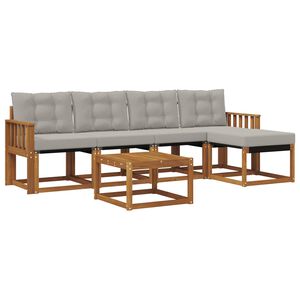 vidaXL Outdoor-Sofagarnitur 6 stk. Nat&uuml;rlich und Hellgrau