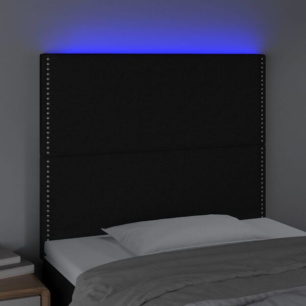 vidaXL LED Kopfteil Schwarz 100x5x118/128 cm Stoff