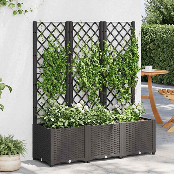 vidaXL Garten-Pflanzgef&auml;&szlig; mit Spalier Schwarz 120 x 40 x 136 cm PP