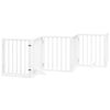 vidaXL 9-tlg. Hundetor mit T&uuml;r Faltbar Wei&szlig; 450 cm Pappelholz