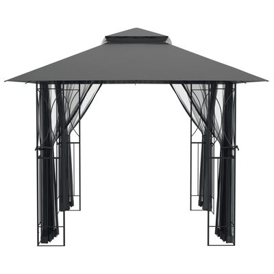 vidaXL Pavillon mit Seitenwänden Anthrazit 300x300x270 cm Stahl