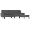 vidaXL Schlafsofa 2-Sitzer mit Hocker Dunkelgrau Samt