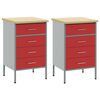 vidaXL Werkbank mit Schubladen 2 pcs Rot und Grau 100 x 55 x 85 cm