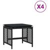 vidaXL Gartenhocker mit Kissen 4 Stk. Schwarz 41x41x36 cm Poly Rattan