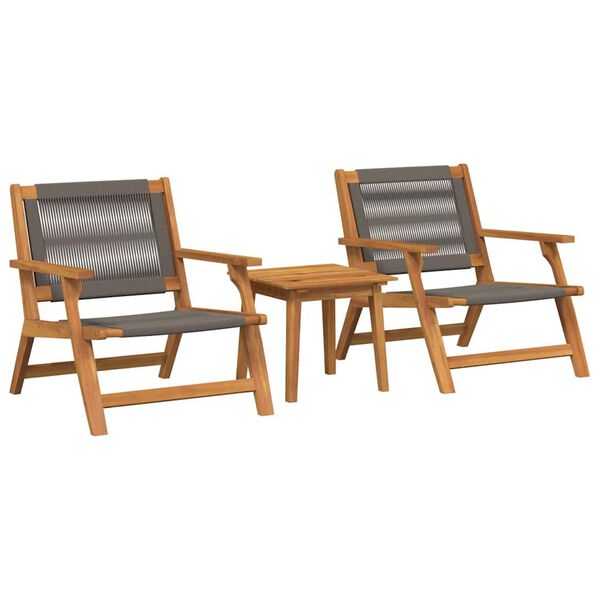 vidaXL Gartenst&uuml;hle mit Tisch 3 pcs Grau Massivholz Akazie