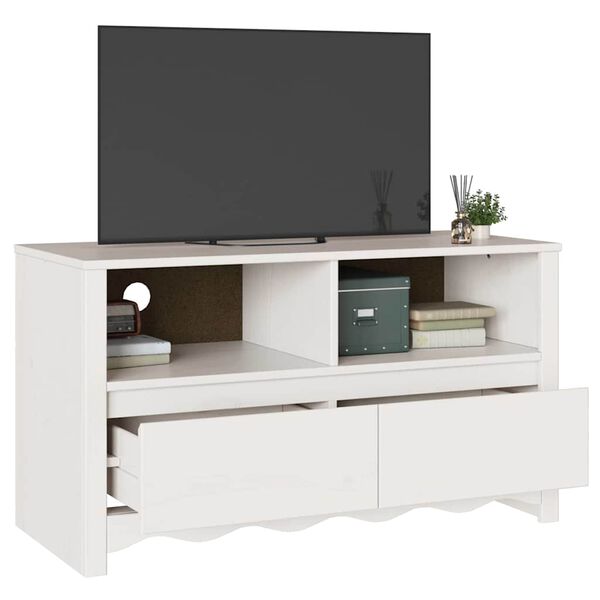 vidaXL TV-Schrank Drammen Wei&szlig; 99 x 43 x 55 cm Massivholz Kiefer