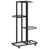 vidaXL Blumenst&auml;nder 4-Etagen mit Rollen 44x23x80 cm Schwarz Eisen