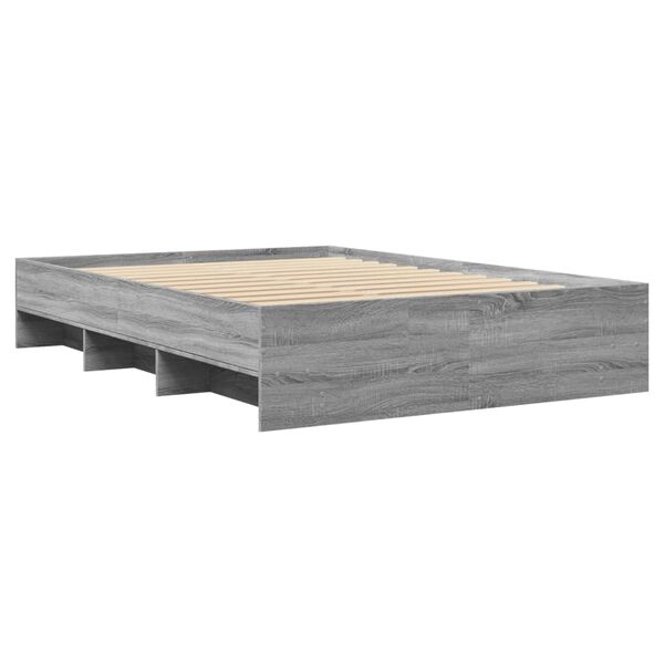 vidaXL Bettgestell Grau Sonoma 140x190 cm Holzwerkstoff