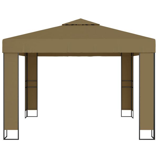 vidaXL Pavillon mit Doppeldach 3x3x2,7 m Taupe 180 g/m²