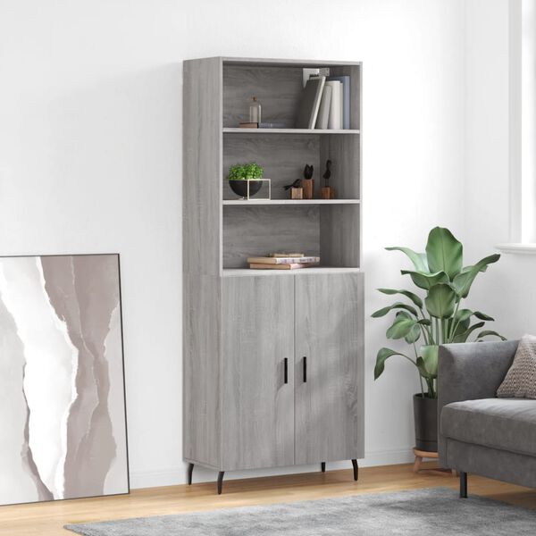 vidaXL Highboard Grau Sonoma 69,5x34x180 cm Holzwerkstoff