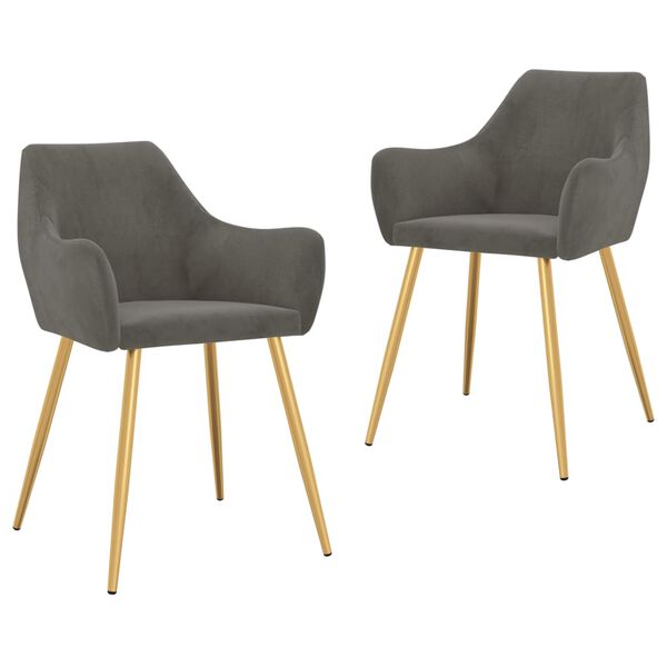 vidaXL Esszimmerst&uuml;hle 2 Stk. Dunkelgrau Samt