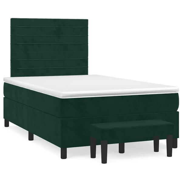 vidaXL Boxspringbett mit Matratze Dunkelgr&uuml;n 120x190 cm Samt