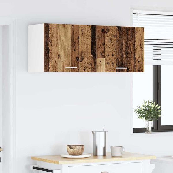 vidaXL H&auml;ngeschrank mit T&uuml;r 2 pcs Altes Holz und Wei&szlig; 50 x 31 x 40 cm