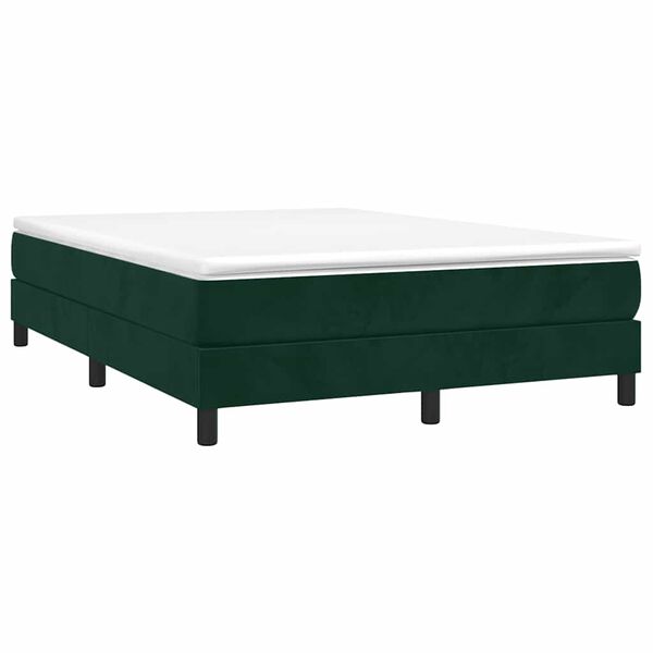 vidaXL Boxspringbett mit Matratze Dunkelgr&uuml;n 140x200 cm Samt