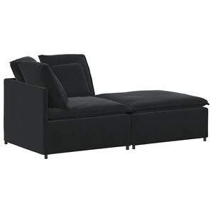 vidaXL Modulares Sofa mit Fu&szlig;hocker Kissen Samt Schwarz