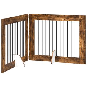 vidaXL Klappbares Hundetor mit St&auml;ndern 2 stk. R&auml;uchereiche 200,5 cm