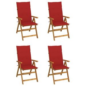 vidaXL Klappst&uuml;hle Verstellbar 4 Stk. mit Auflagen Massivholz Akazie