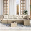 vidaXL Sofa Set mit Kissen 7 pcs Beige Poly Rattan