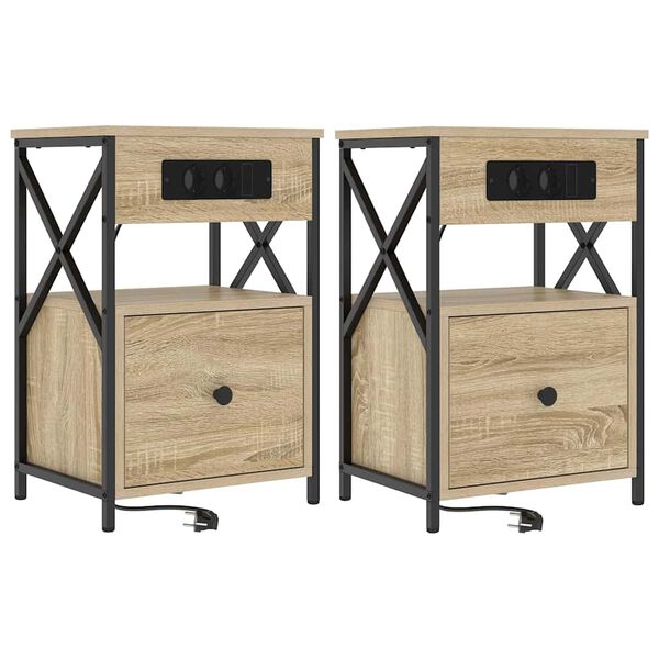 vidaXL Nachttisch 2 pcs Sonoma-Eiche 40 x 31 x 60 cm Holzwerkstoff
