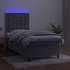 vidaXL Boxspringbett mit Matratze & LED Hellgrau 90x190 cm Samt