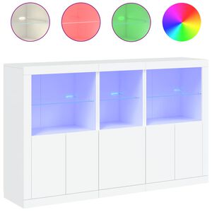 vidaXL Sideboard mit LED-Leuchten Wei&szlig; 162x37x100 cm