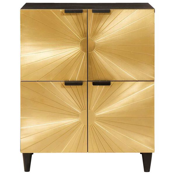 vidaXL Seitenschrank mit Speicher Schwarz und Gold 60 x 33,5 x 75 cm