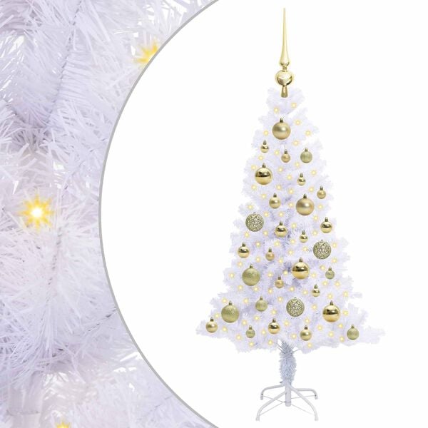 vidaXL Künstlicher Weihnachtsbaum Weiß 120 cm PVC und Stahl