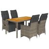 vidaXL 5-tlg. Garten-Bistro-Set mit Kissen Grau Poly Rattan
