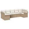 vidaXL Garten-Sofa-Set mit Kissen mit Speicher 7 pcs Beige Poly Rattan