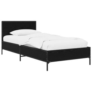 vidaXL Bettgestell mit Kopfteil Schwarz Eichen-Optik 80 x 200 cm