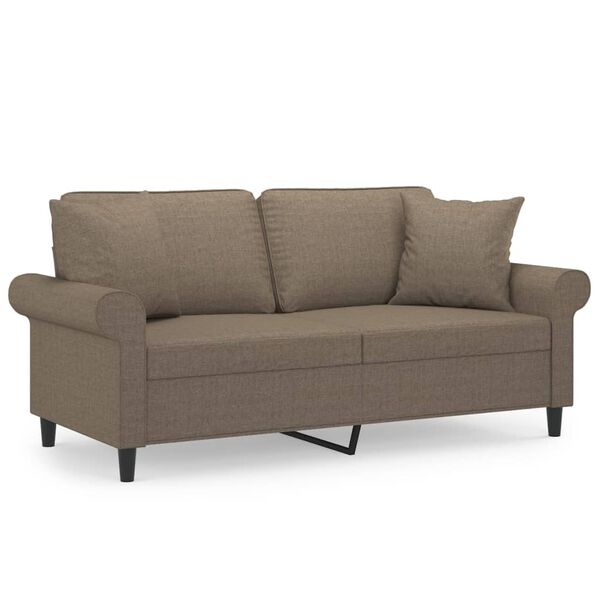 vidaXL 2-Sitzer-Sofa mit Kissen Taupe 140 cm Stoff