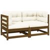 vidaXL Gartensofa 2-Sitzer mit Kissen Honigbraun Massivholz Kiefer