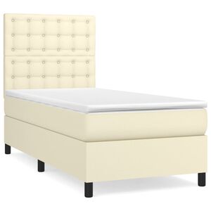 vidaXL Boxspringbett mit Matratze Creme 100x200 cm Kunstleder