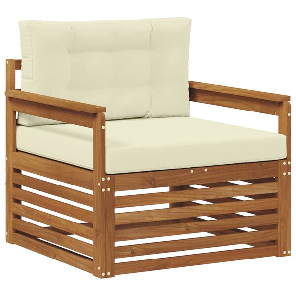 vidaXL Outdoor-Sofagarnitur Massives Akazienholz und Polyester Natur