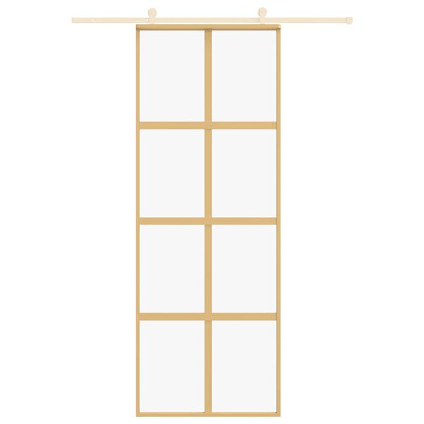 vidaXL Schiebet&uuml;r Golden 76x205 cm ESG-Klarglas und Aluminium