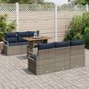 vidaXL Garten-Sofa-Set mit Kissen 7 pcs Grau und Marineblau