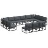 vidaXL Garten-Sofa-Set mit Kissen Schwarz Aluminium