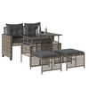 vidaXL 4-tlg. Garten-Sofagarnitur mit Kissen Grau Poly Rattan Glas