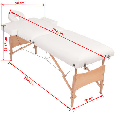 vidaXL Massageliege 2-Zonen mit Hocker Klappbar 10 cm Sitz Weiß