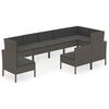 vidaXL 9-tlg. Garten-Lounge-Set mit Auflagen Poly Rattan Grau