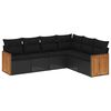 vidaXL 6-tlg. Garten-Sofagarnitur mit Kissen Schwarz Poly Rattan