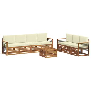 vidaXL Sofagarnituren 8 stk. Natur und Creme Massivholz Akazie