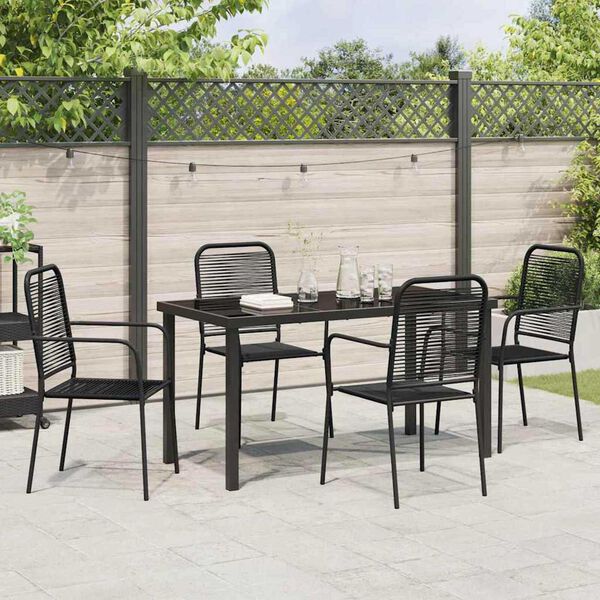 vidaXL Garten Essgruppe 5 pcs Schwarz Pulverbeschichteter Stahl