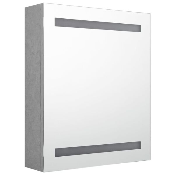 vidaXL LED-Bad-Spiegelschrank Betongrau 50x14x60 cm