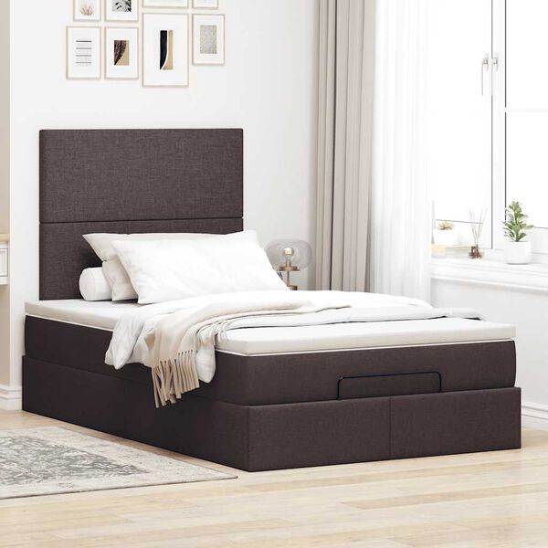 vidaXL Ottoman-Bett mit Matratze Dunkelbraun 120x190 cm Stoff